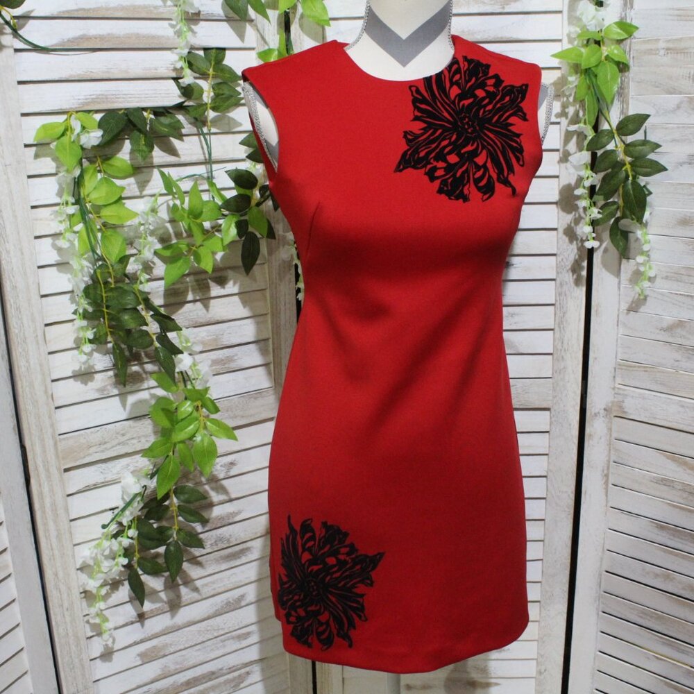 Calvin Klein sleeveless sheath dress with flowers velvet applique flowers (174) - Picture 2 of 16